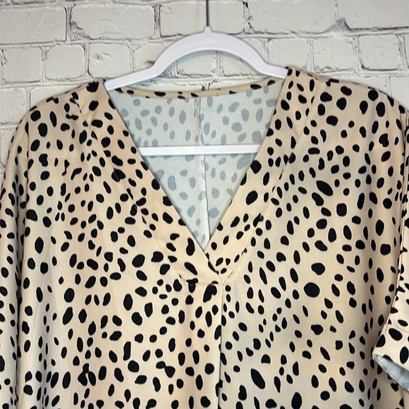 Leopard spot pullover blouse oversized roomy size large - Picture 2 of 6